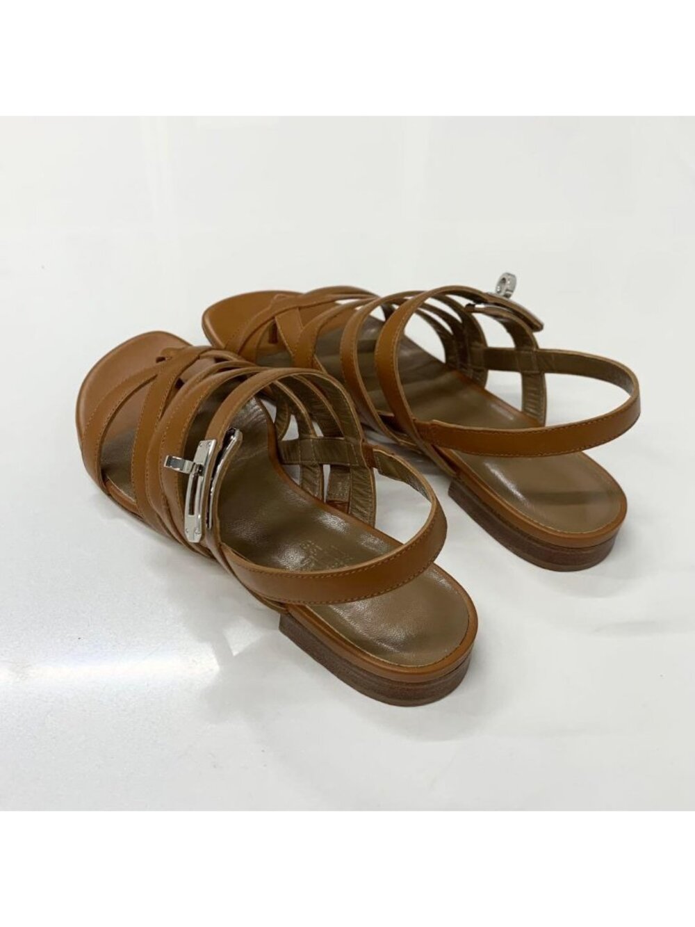 Hermes Leather Kelly Strap Sandals Brown - Picture 4 of 11